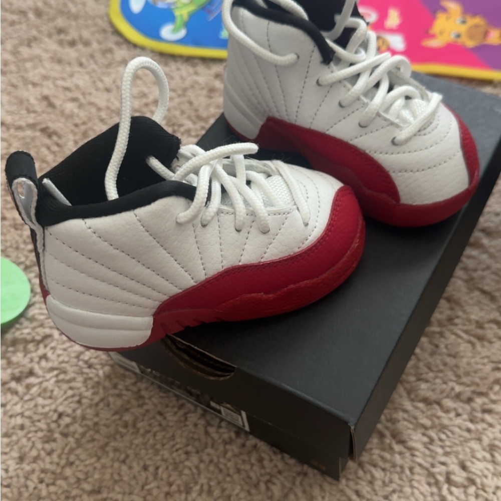 Jordan Kids White and Red Sneakers